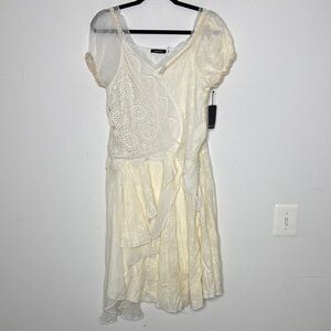 Dolce Cabo off white Large cotton crochet flutter laced dress NWT